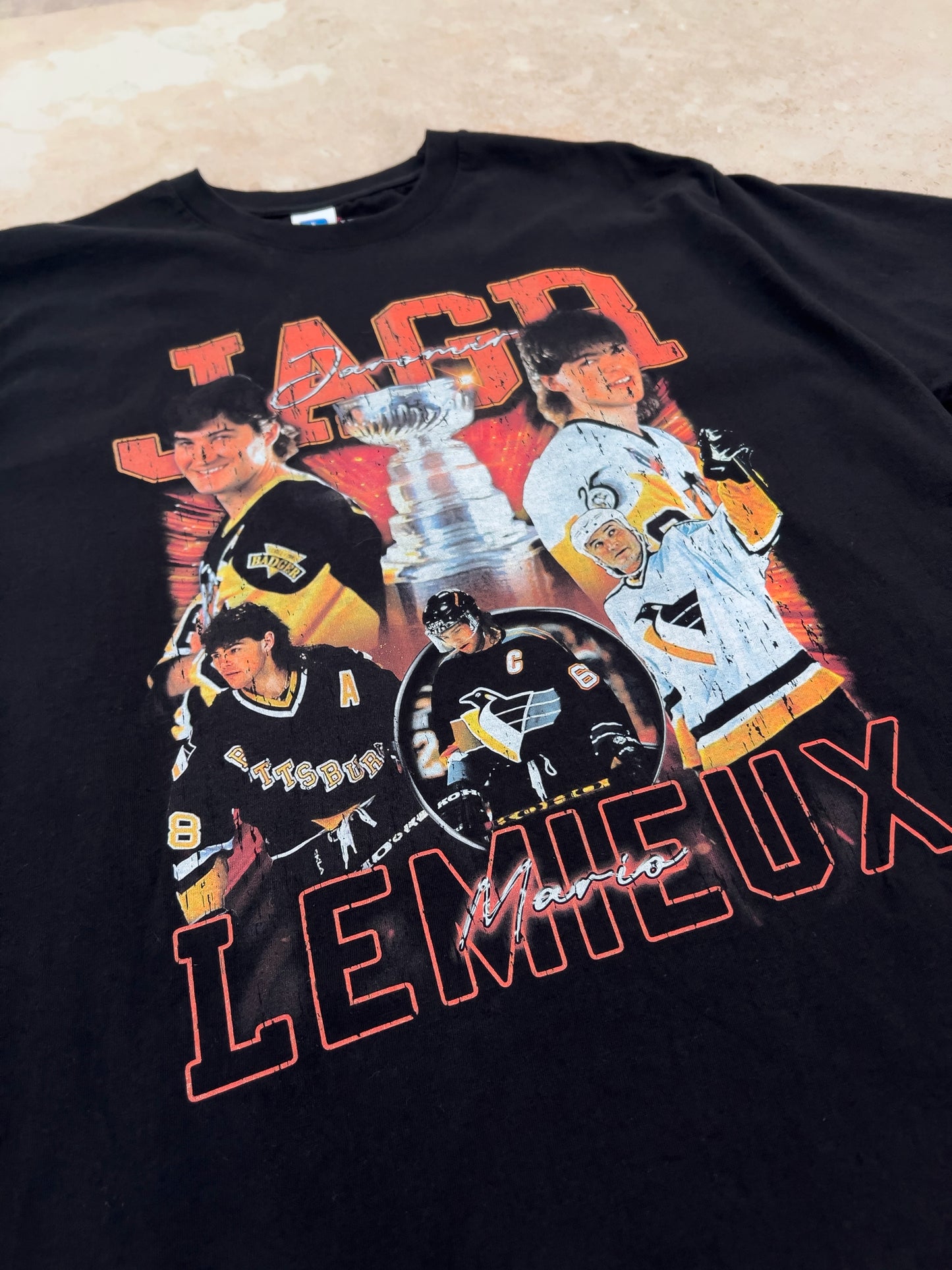 Jágr x Lemieux Bootleg tričko Russell černé