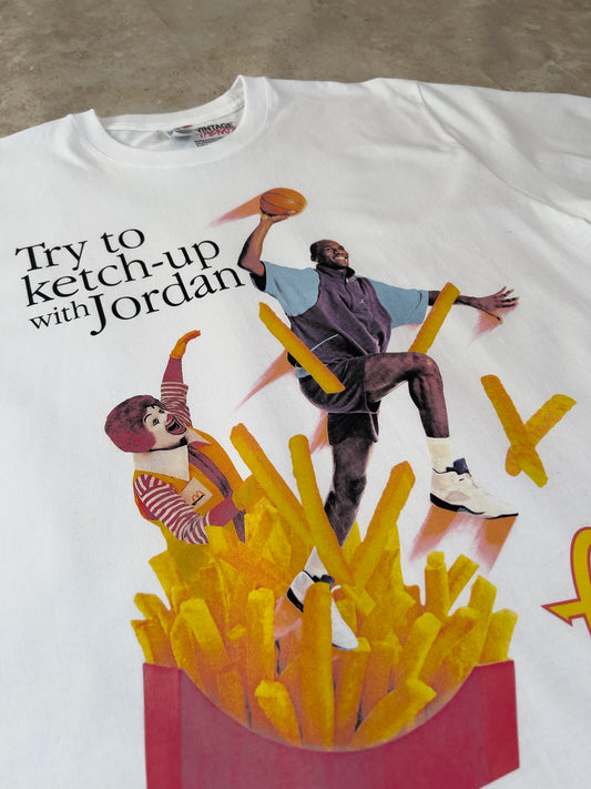 Jordan vs Ronald McDonald Bootleg tričko Russell bílé