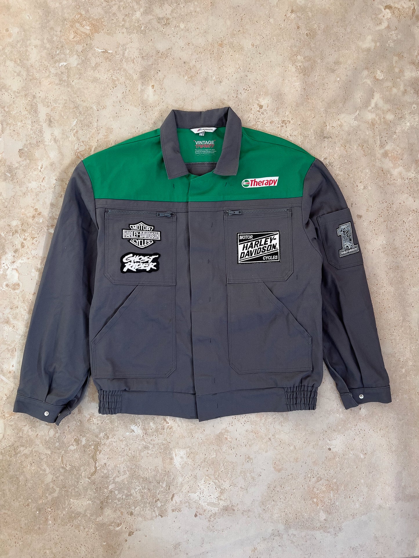 MOTO bunda šedo-zelená (M) / UPCYCLED