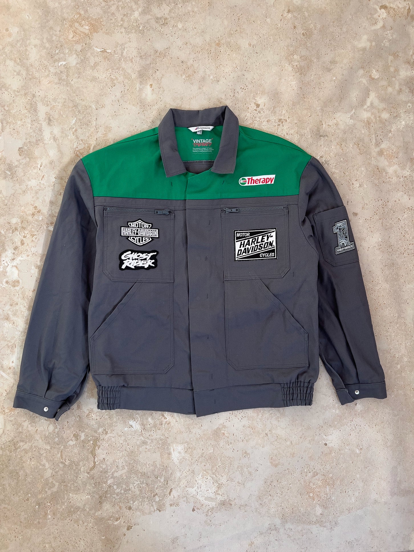 MOTO bunda šedo-zelená (M) / UPCYCLED