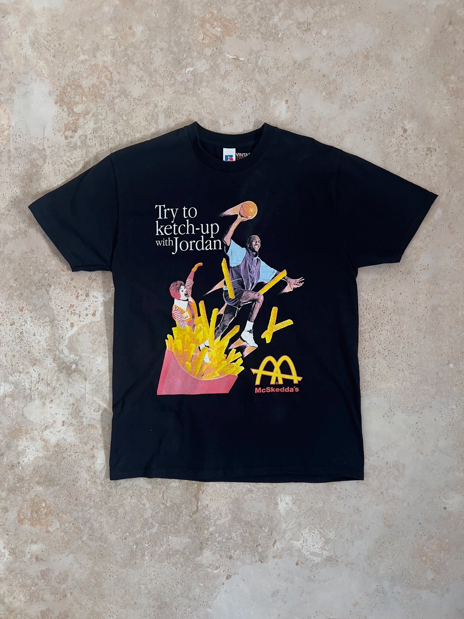 Jordan vs Ronald McDonald Bootleg tričko Russell černé