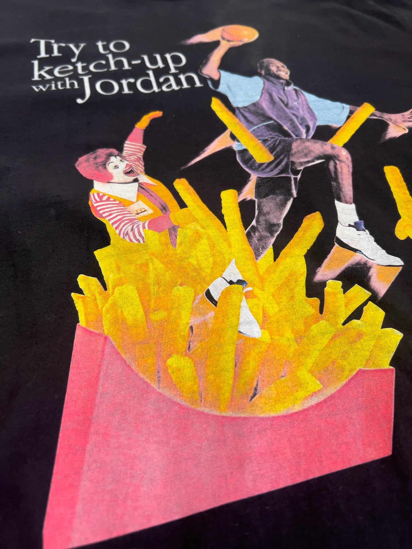 Jordan vs Ronald McDonald Bootleg tričko Russell černé