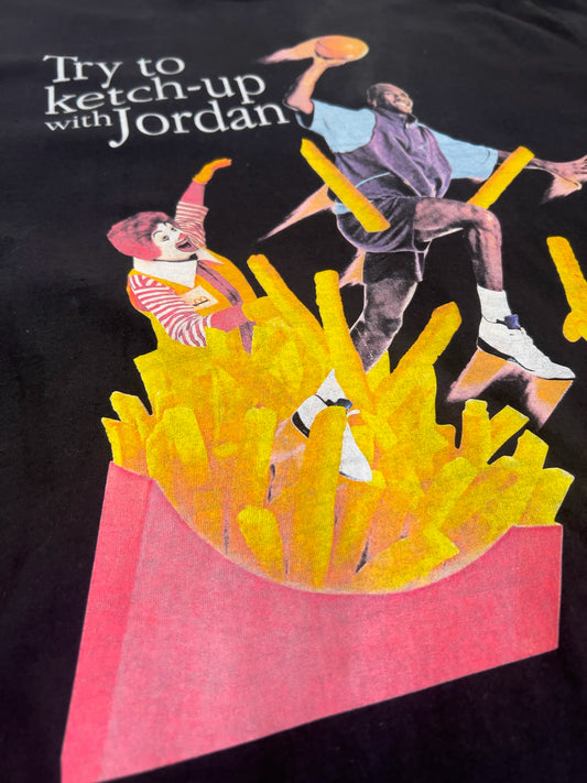 Jordan vs Ronald McDonald Bootleg tričko Russell černé
