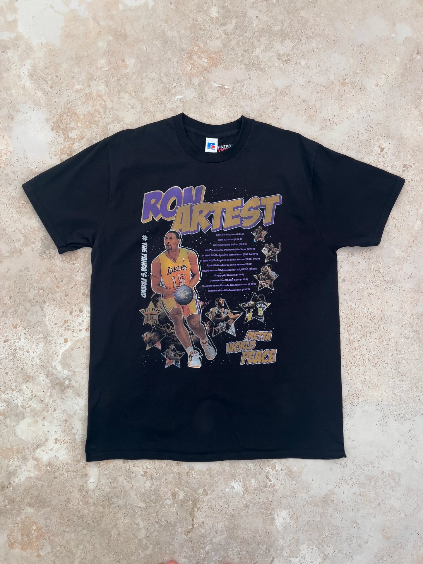 Ron Artest Bootleg tričko Russell černé