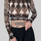 Upcyklovaný mesh top vzorovaný (S)