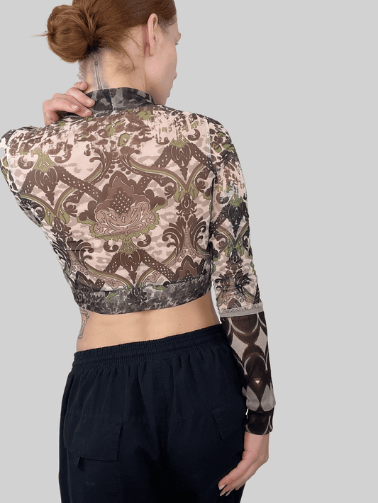 Upcyklovaný mesh top vzorovaný (S)