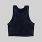 Udržitelný crop top černý washed Fuck Me I am Tired / Vt DIY lab.
