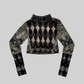 Upcyklovaný mesh top vzorovaný (S)