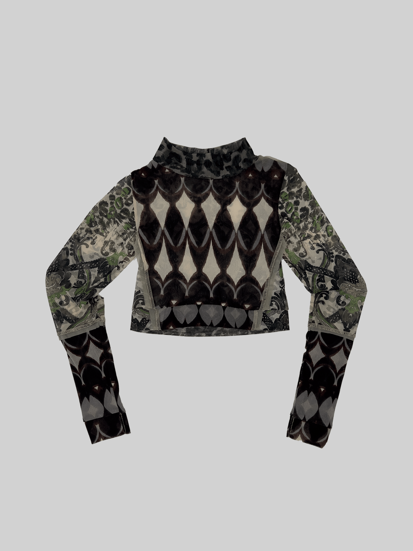 Upcyklovaný mesh top vzorovaný (S)